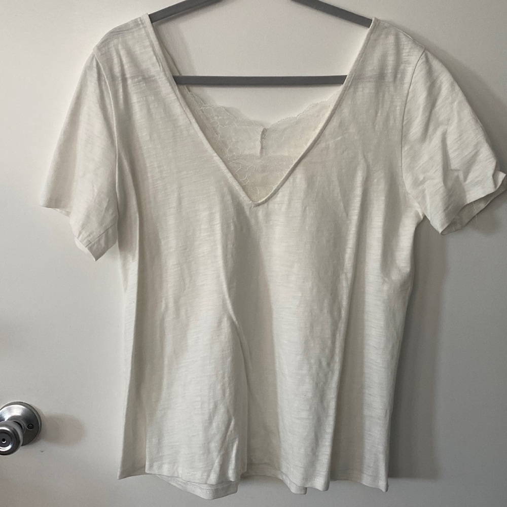 White Lace-Trim Top